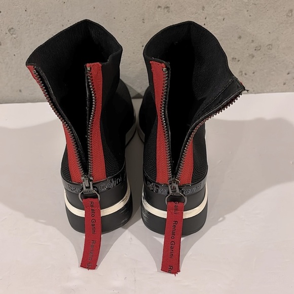 Renato Garini Black Wedge Sock-Like Sneakers W/Red Zipper Closure - Sz 39 Euro - Picture 6 of 12